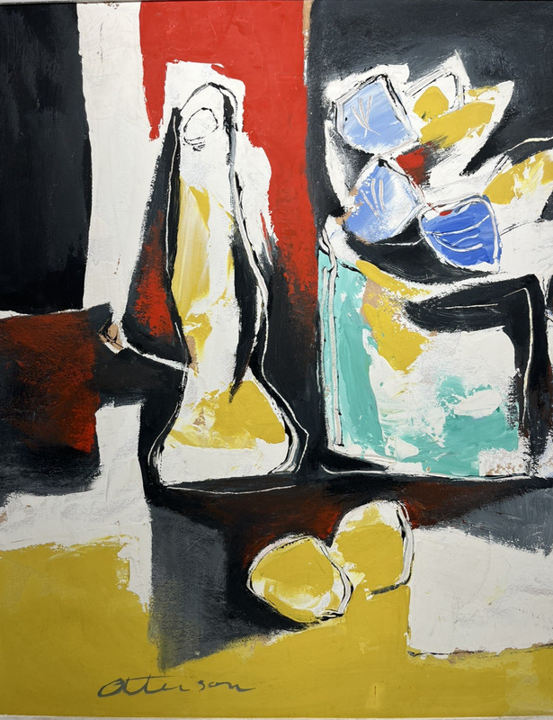 JOHN OTTERSON CUBIST MODERNIST ABSTRACT MODERNISM FRUIT STILL LIFE OIL PAINTING gallery