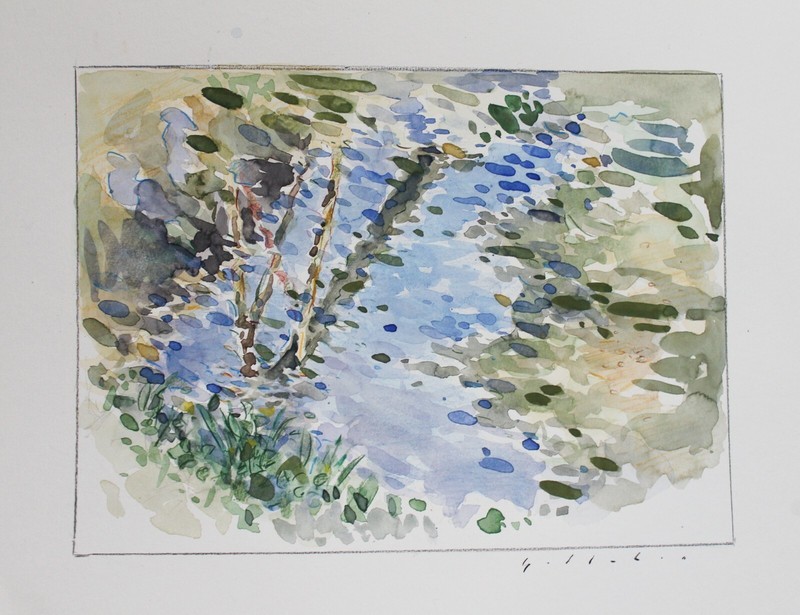 Watercolor Painting Original Plein Air Landscape Fine Art by Derek Gollaher