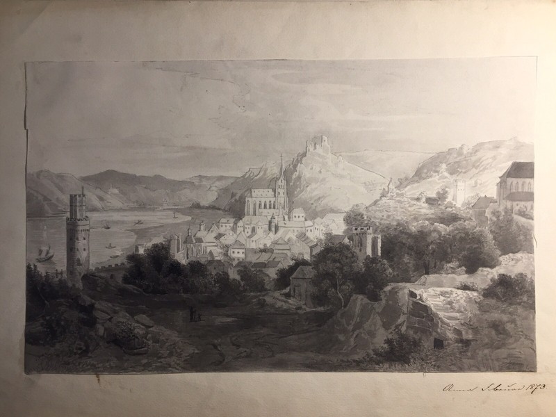 Fine Original 1873 Ink Dwgs~Ruins of San Sebastián Spain~Site 1813 Brit Siege &c