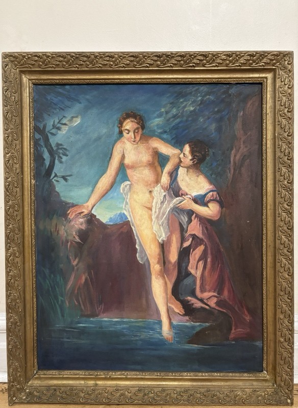 Oil, Painting, Woman Bathing Or The Bather 29×35 framed
