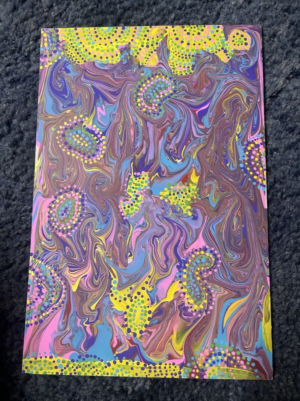 Abstract Colorful Swirl Dot Acrylic Painting on Wood Medium