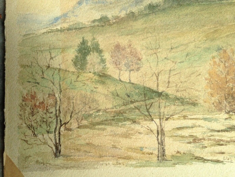 Aquarell Landschaft Mit Schneebedeckten Bergen gallery
