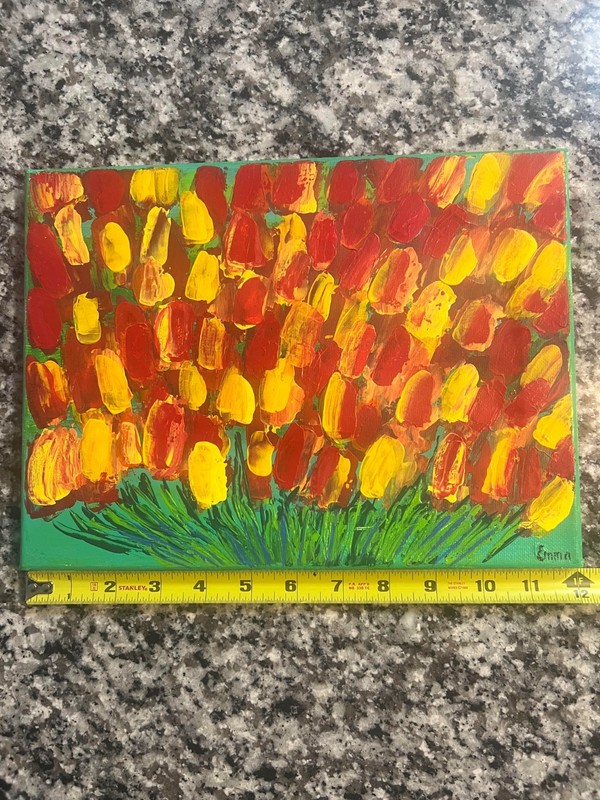 Field of Tulips Acrylic Painting on 12 x 9 Canvas - FREE SHIPPING gallery
