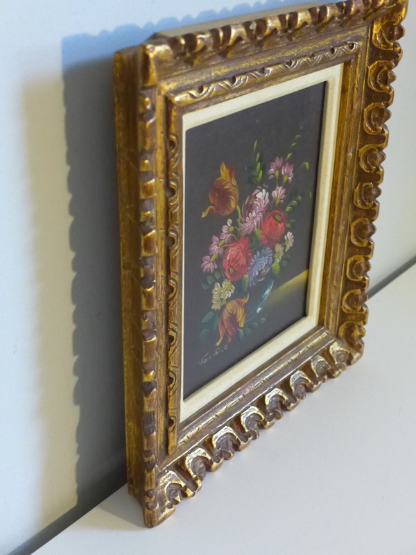 Floral Still Life by Van Rick Original Oil Painting Signed Ornate Gold Frame VTG gallery