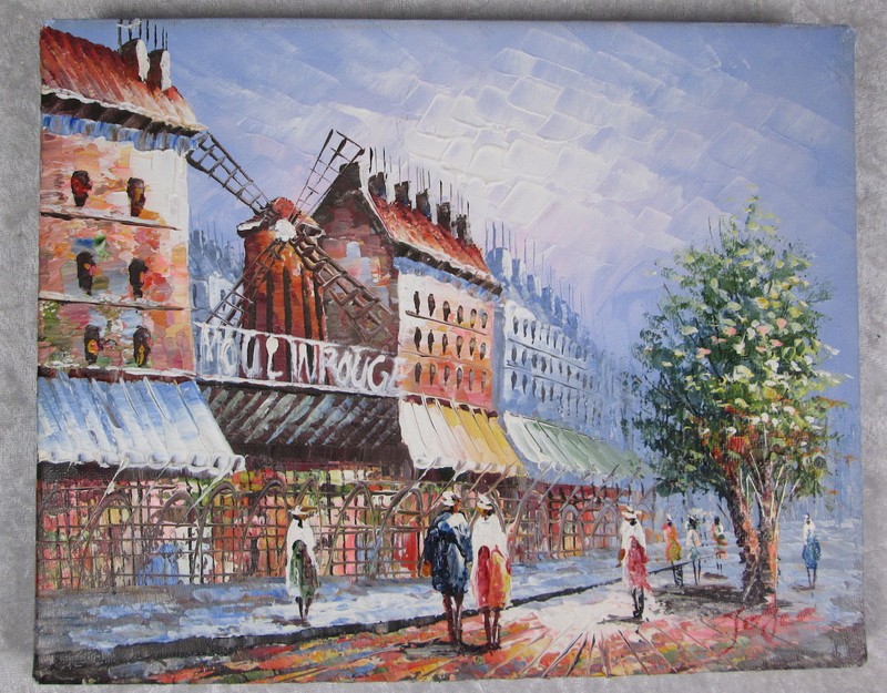 Moulin Rouge Oil Painting on Canvas French Signed Joyce Paris France 8×10 inch