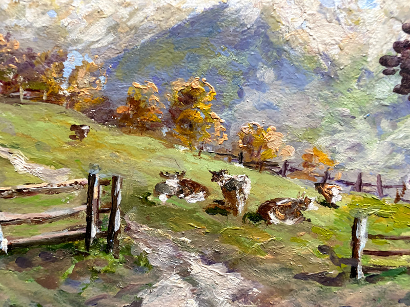 ::PAUL HASLBAUER *1919 -2006 OIL PAINTING LANDSCAPE AUTUMN IN THE ALPS MOUNTAINS gallery