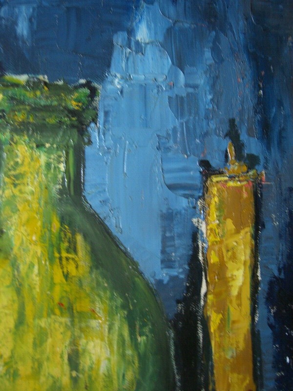 Oil painting still life 1965 ? Wagner? Signed modern jug & candle expressionist gallery