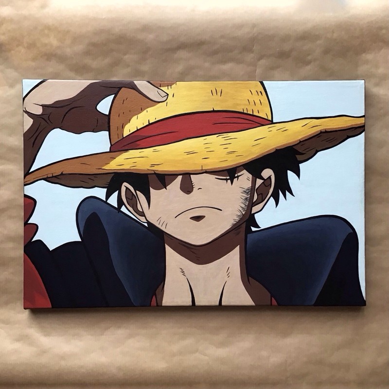 One Piece Luffy Handmade Acrylic Painting 12×18 Canvas Anime Artwork Decoration