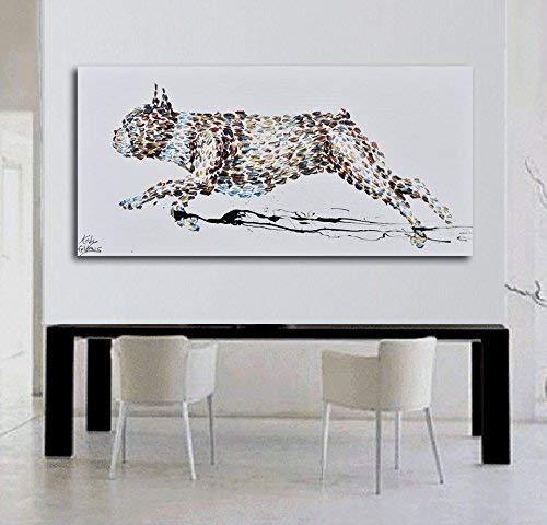 Boston Terrier 55" - Animal painting, dog, contemporary art, by Koby Feldmos gallery
