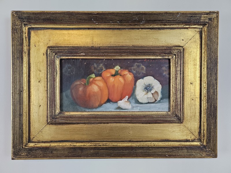 Original Signed John Reynolds Oil Painting 21x15 Distressed Wood Framed Art