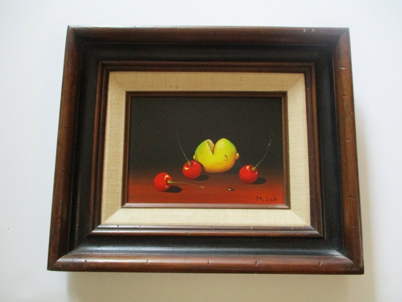MARY LAK OIL PAINTING REALISM REALIST FRUIT STILL LIFE VINTAGE AMERICAN LISTED