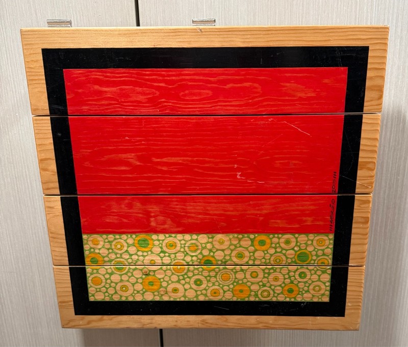 Modern Painting on Wood Signed Sergio 2015