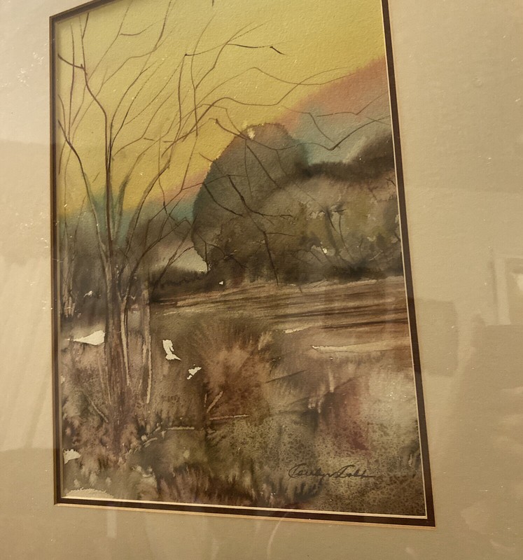 Original Water Color and Pastel Painting Glass Framed Signed gallery