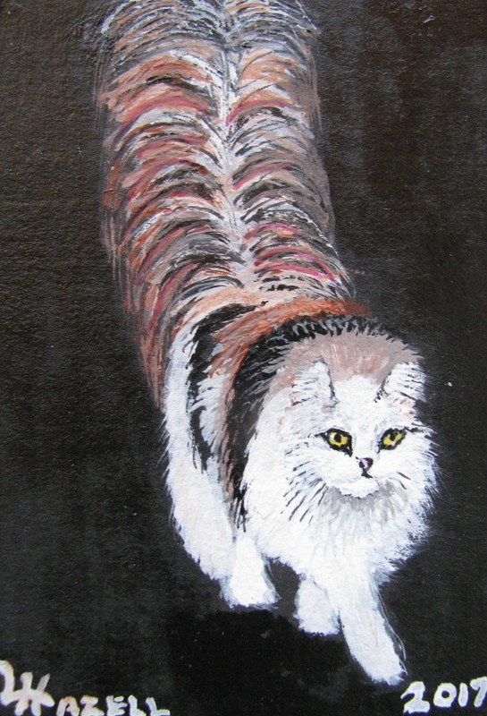 A948 ORIGINAL ACRYLIC ACEO PAINTING BY LJH "CHATTY CATHY" CAT KITTEN gallery
