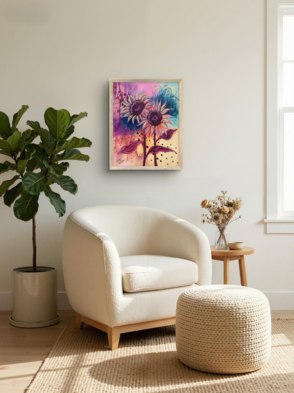 @FearlessPaints Colorful Sunflowers Florals 16x20 Canvas Original Painting gallery