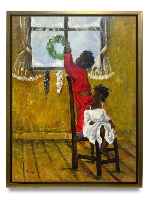 NY Art-Original Oil Painting of Two Children on Canvas 12×16 Framed