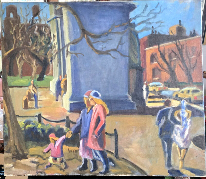 Acrylic on Canvas WASHINGTON SQUARE #19 29 1/2 x 26 ORIGINAL One of a Kind