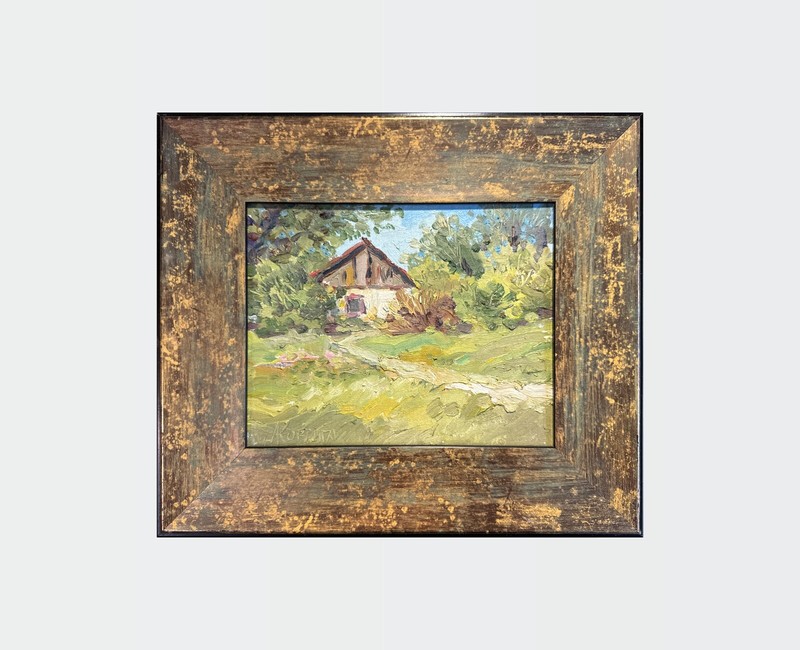 Oil painting old house Ukrainian painter Canvas Framed original landscape