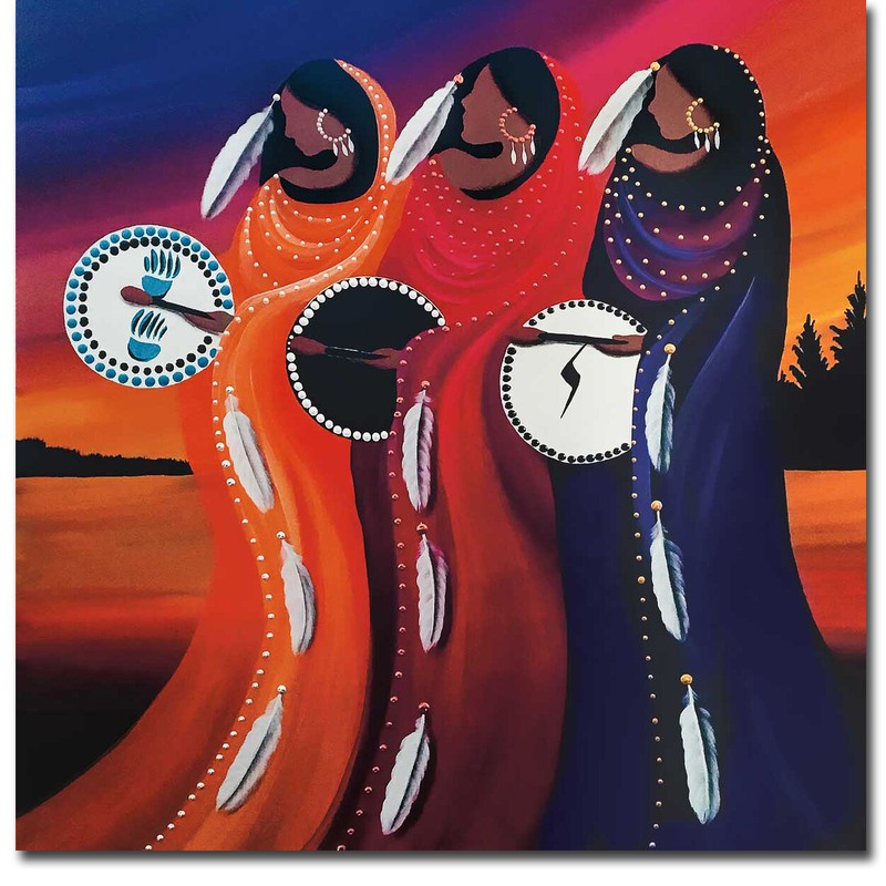 Sisters Calling by Betty Albert Gallery-Wrapped Canvas Giclee Art, 14 in x 14 in