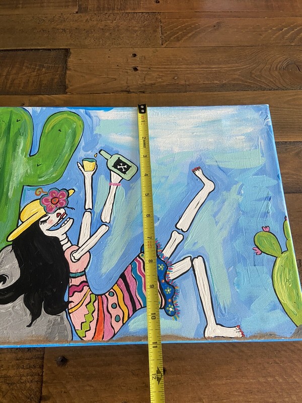 enjoy your own company skeleton drinking desert canvas acrylic painting gallery