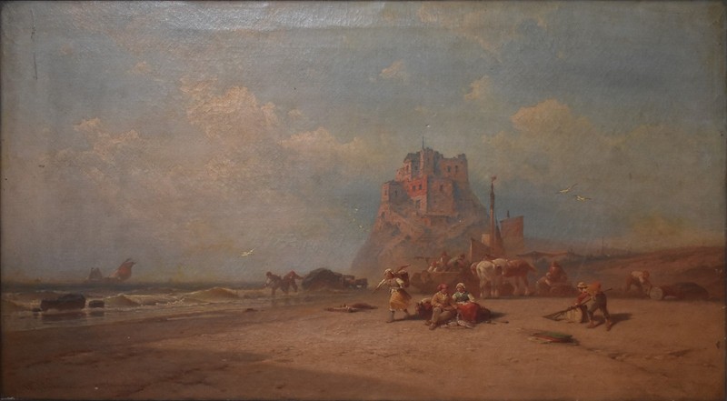 GEORGE WASHINGTON NICHOLSON-NJ Luminist-Original Signed Oil-Holy Island, England