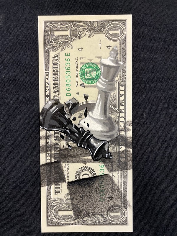 Checkmate The Game Of Life 1 Dollar Bill painting Graffiti Art Street Art