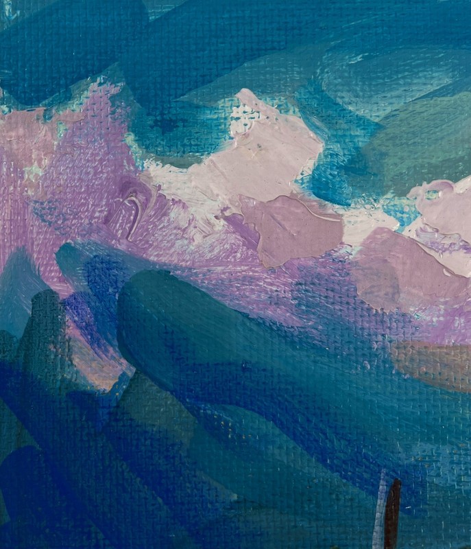 Acrylic Painting House In The Mountains M. Patskan Unframed Original nAAA4923 gallery