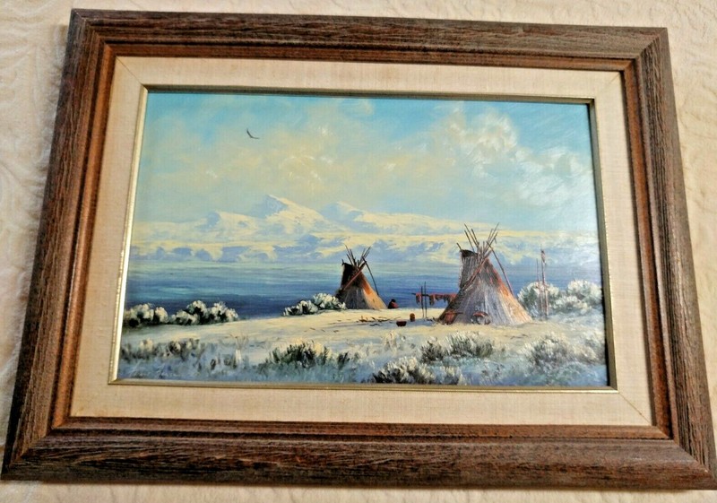 Heinie Hartwig Original Western Painting Native American Signed Landscape Art