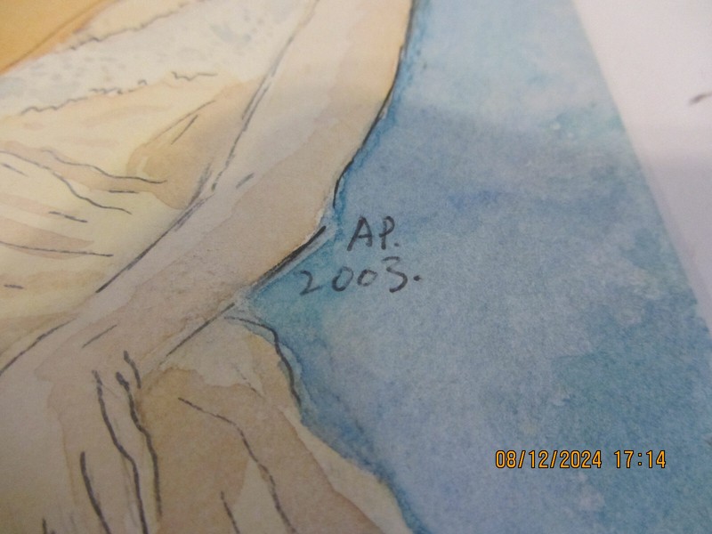 COMTEMPORARY PEN AND WATERCOLOR PAINTING PORTRAIT WOMAN W/FAN 6" X 9" gallery