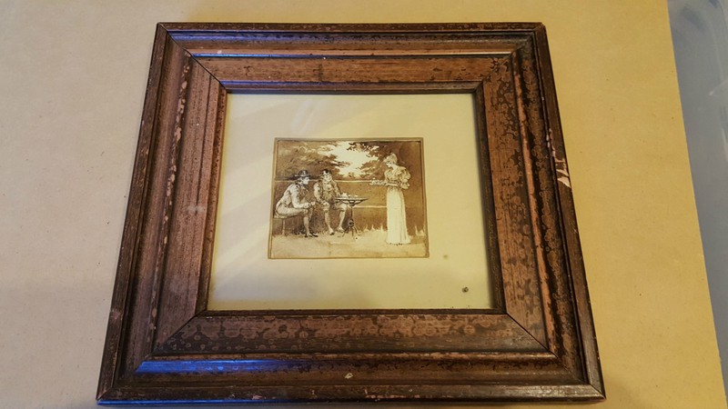 19th Century Framed Sepia Miniature Picture Agnes Dangerfield circa 1894