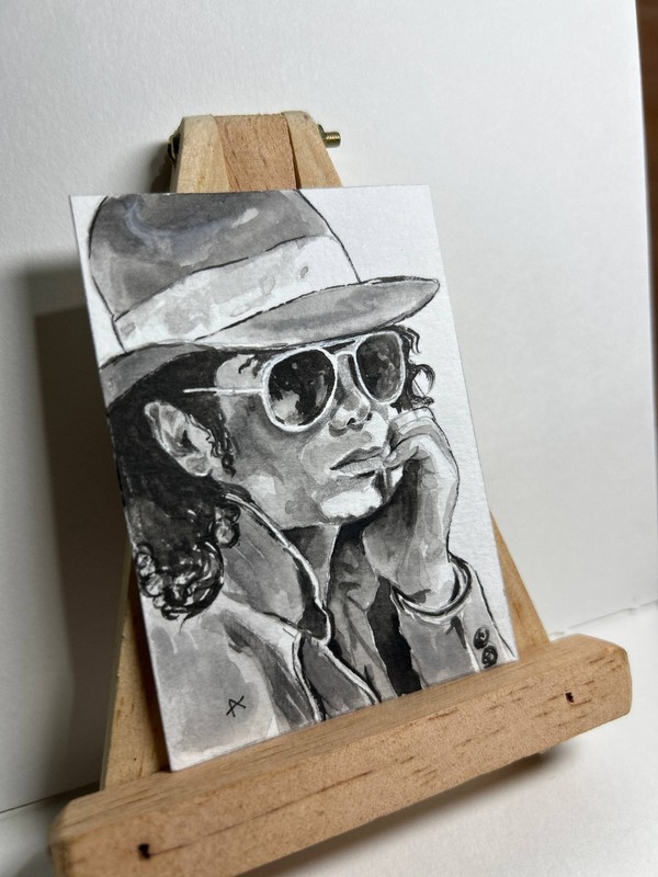 Original Hand-Painted Michael Jackson ACEO Watercolor Set of 3 – OOAK Miniature gallery