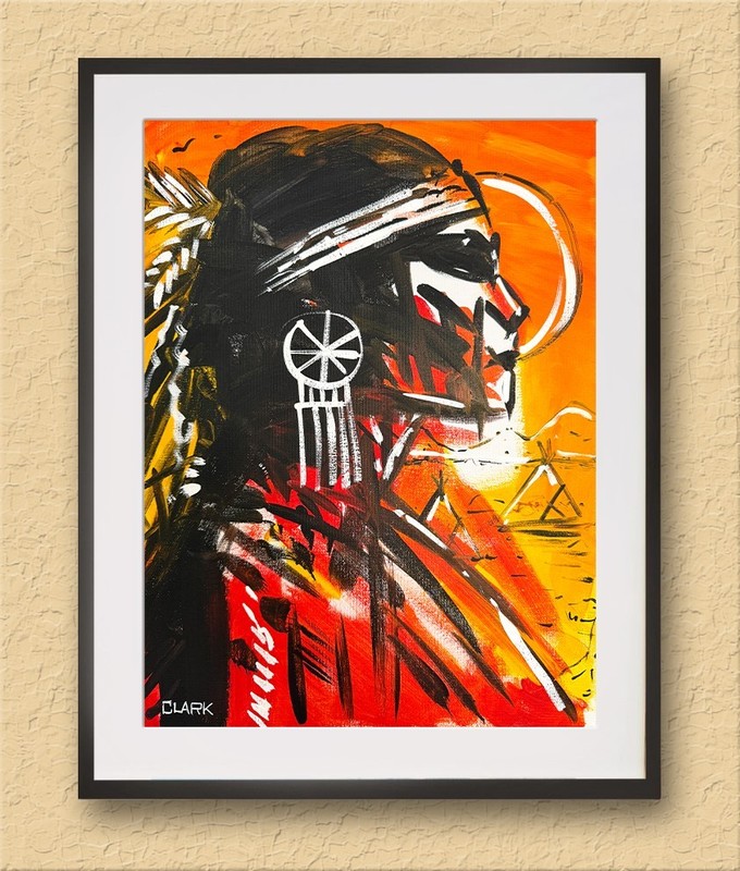 Vibrant Native American Princess Portrait – 16×12″ Acrylic Painting on Canvas