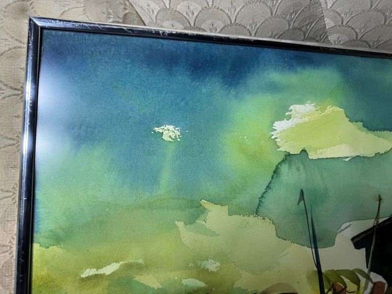 Paul Glasser 1973 "Coastal Landscape Scene" Watercolor Painting - Signed/Framed gallery