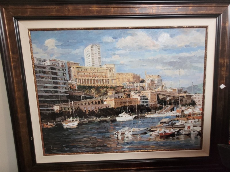 The City Dock Port Hand Painted Original Oil Painting Boat Sail Impressionist gallery