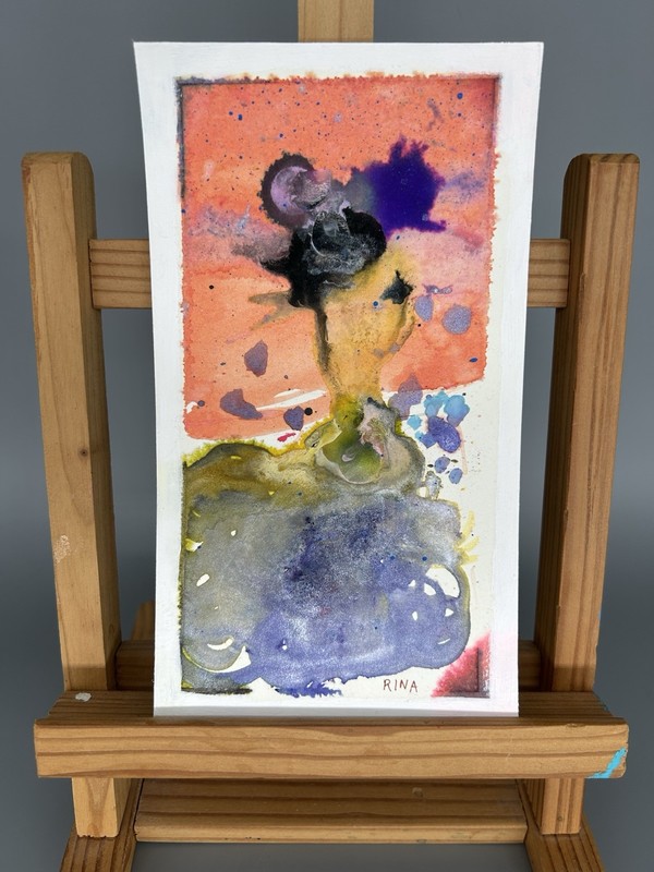 Miss Rina Dreamscape 17, Small Original Watercolor Painting 7”x4” by Studio MRAO gallery