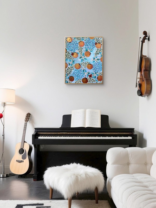 Golden Citrus Garden Symphony – Original Orange Floral Painting 24x30 Canvas 1 gallery