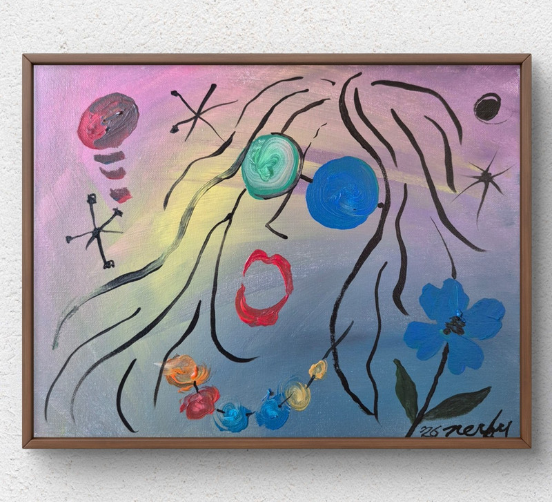 Original Hand Painted 11×14 Abstract Janis Portrait Canvas Multi Color Art A083
