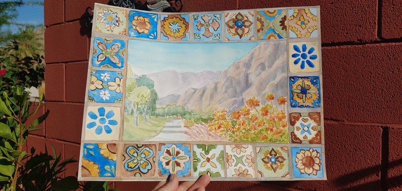 Tile Window to SilverRock Path Original Watercolor RAMfish Artist 12" X 16" gallery