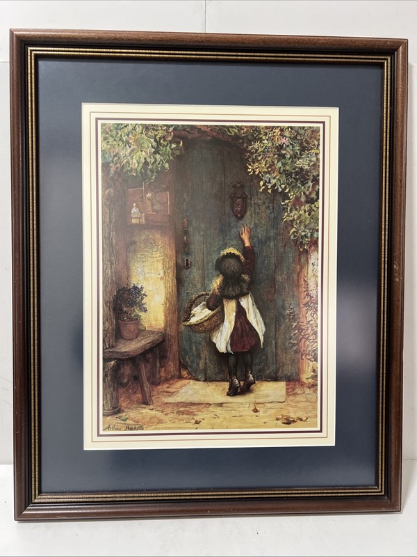The Visitor By Arthur Hopkins 70s Vintage Art Print on Board Wood Framed 22×18