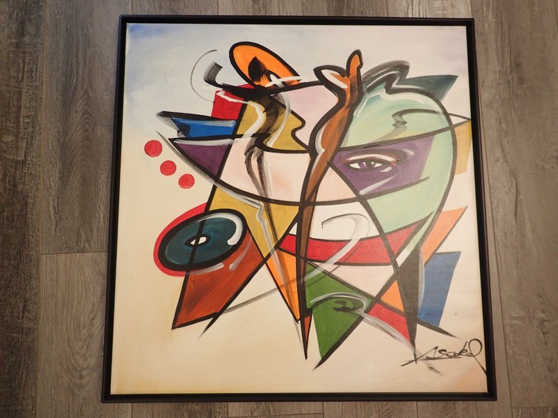 The World And I Alfred Alex Gockel Original Unique Acrylic Canvas Framed COA