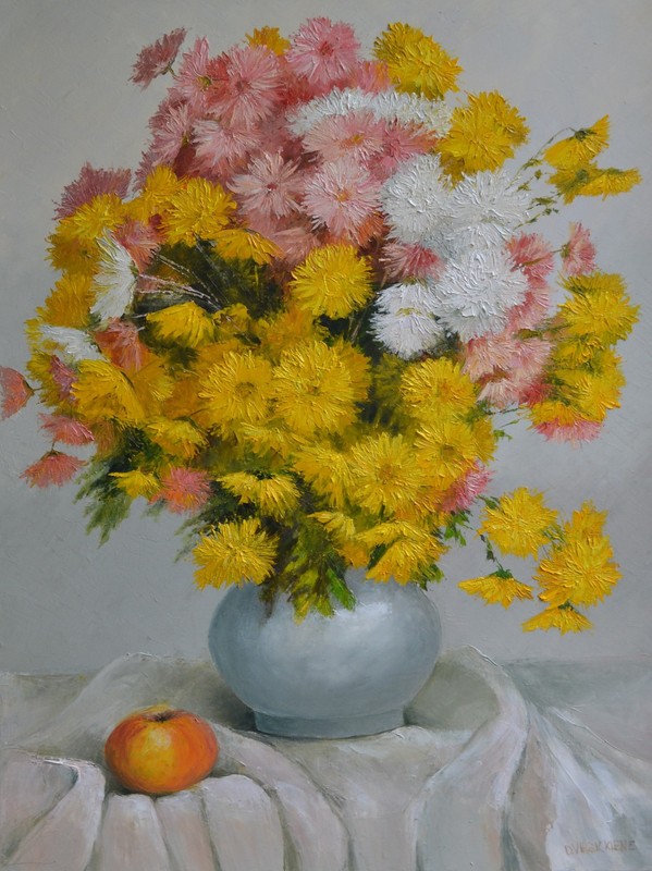 Belated Flowers by Danutė Virbickienė Original Oil Painting 60×80 cm