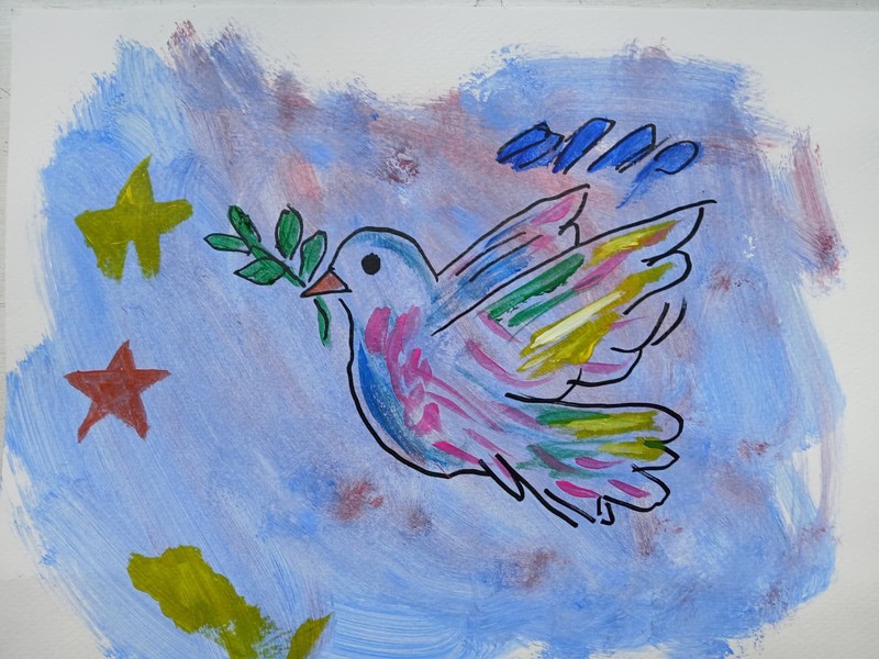 Abstract/Impressionism 11x 14 Colorful Bird Modern Handmade Street Art Painting