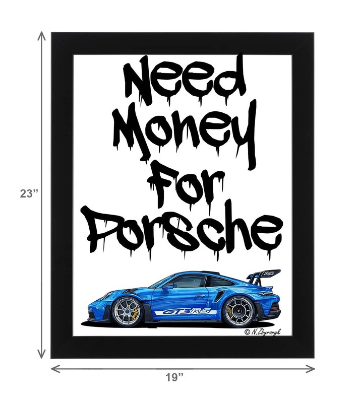 Art Print. Super Car, Race Car, Sport Car, Blue Porsche 911 GT3 RS Framed
