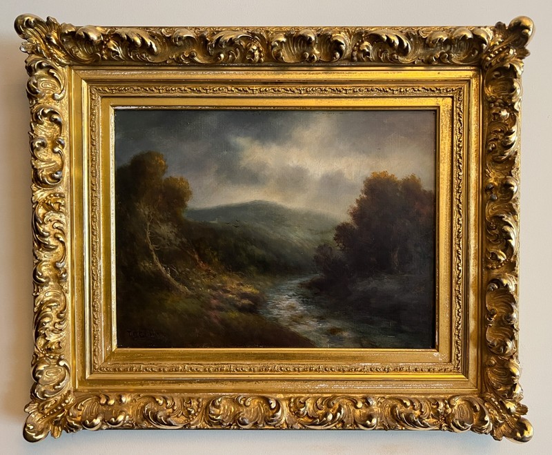 Gorgeous Thomas Bailey Griffin (1858-1919) Landscape Painting+Antique Gilt Frame gallery