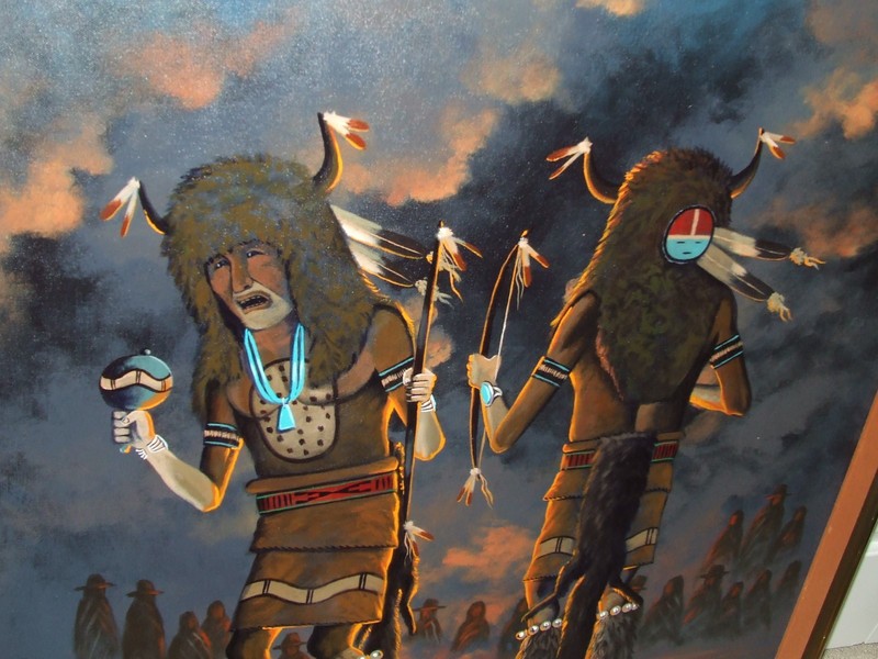 Huge Framed Signed Navaho Indian Oil Painting by Listed Artist Fred Cleveland