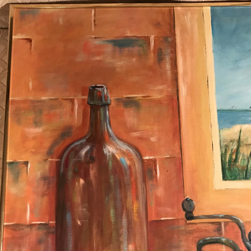 Edna W Russell" View From The Window" Oil On Canvas Painting - Signed And Framed gallery