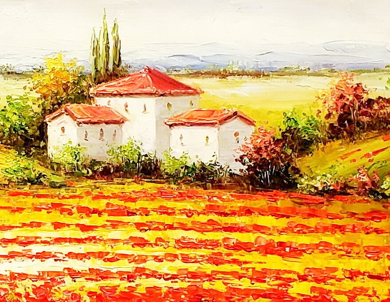 Red Poppy Field - #2, 36x48 Wrought Iron Hanger Painting- Ready to Hang gallery