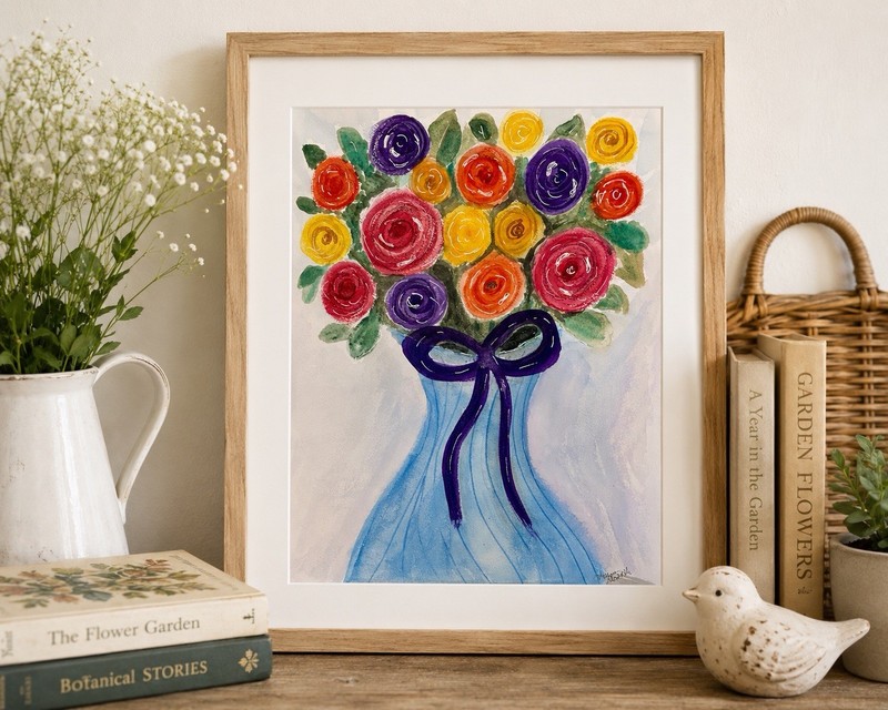 Original Watercolor Painting – “Joy in Bloom” Add a cheerful splash of Color