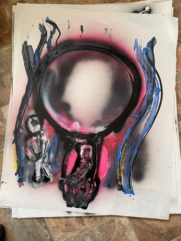 graffiti street art “Astronaut” space Ody West 22×28 poster size acrylic spray