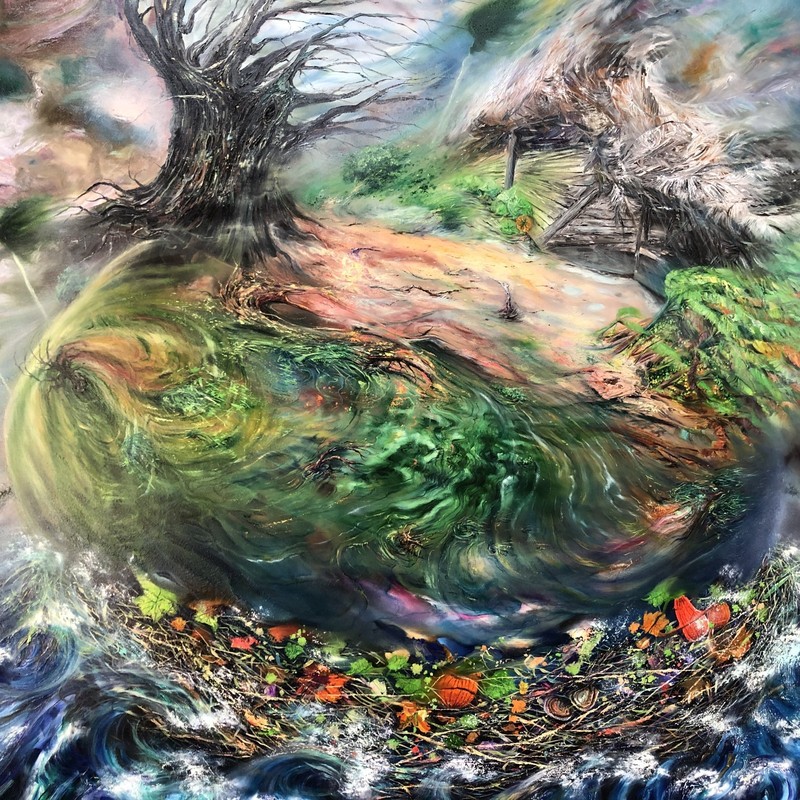ALAIN DONATE CUBAN ART ORIGINAL OIL PAINTING /CANVAS SURREAL 66″X 62″ COLLECTION